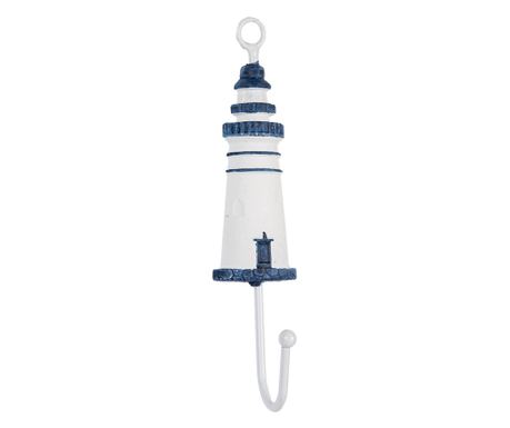 Cuier perete Far Marin lemn alb albastru 4x4x18 cm