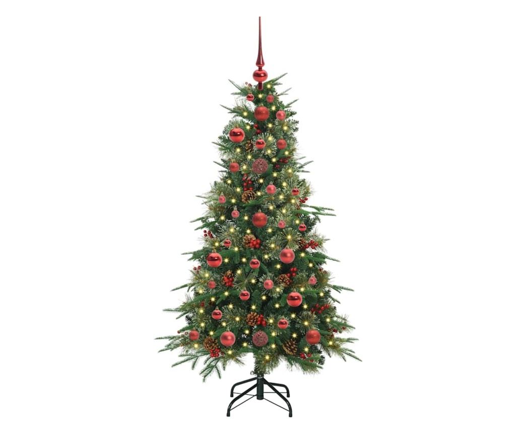 Изкуствено коледно дърво с хингед Зелен 120 cm PE и PVC - 3