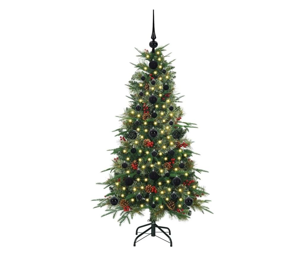 Изкуствено коледно дърво с хингед Зелен 120 cm PE и PVC - 3