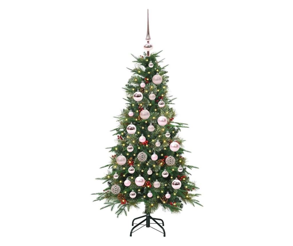 Изкуствено коледно дърво с хингед Зелен 120 cm PE и PVC - 3
