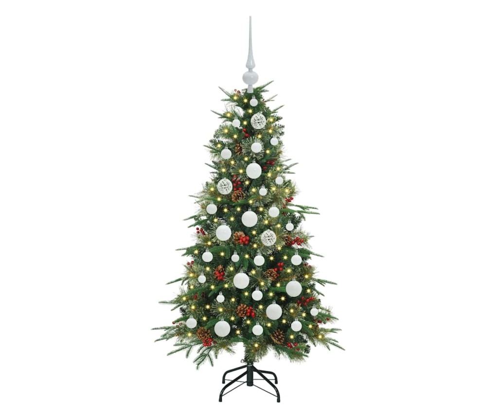 Изкуствено коледно дърво с хингед Зелен 120 cm PE и PVC - 3