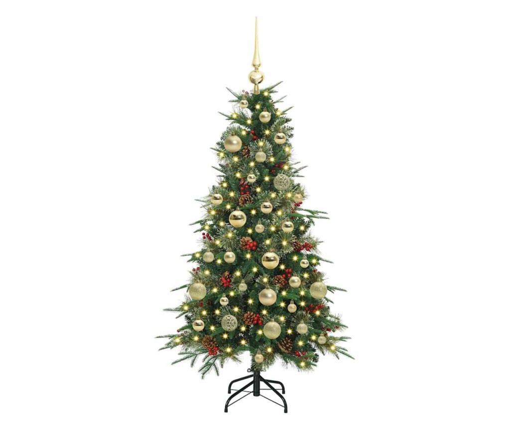 Изкуствено коледно дърво с хингед Зелен 120 cm PE и PVC - 3