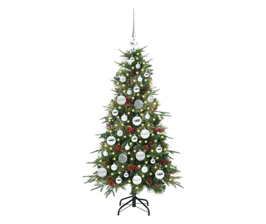 Изкуствено коледно дърво с хингед Зелен 120 cm PE и PVC - 3
