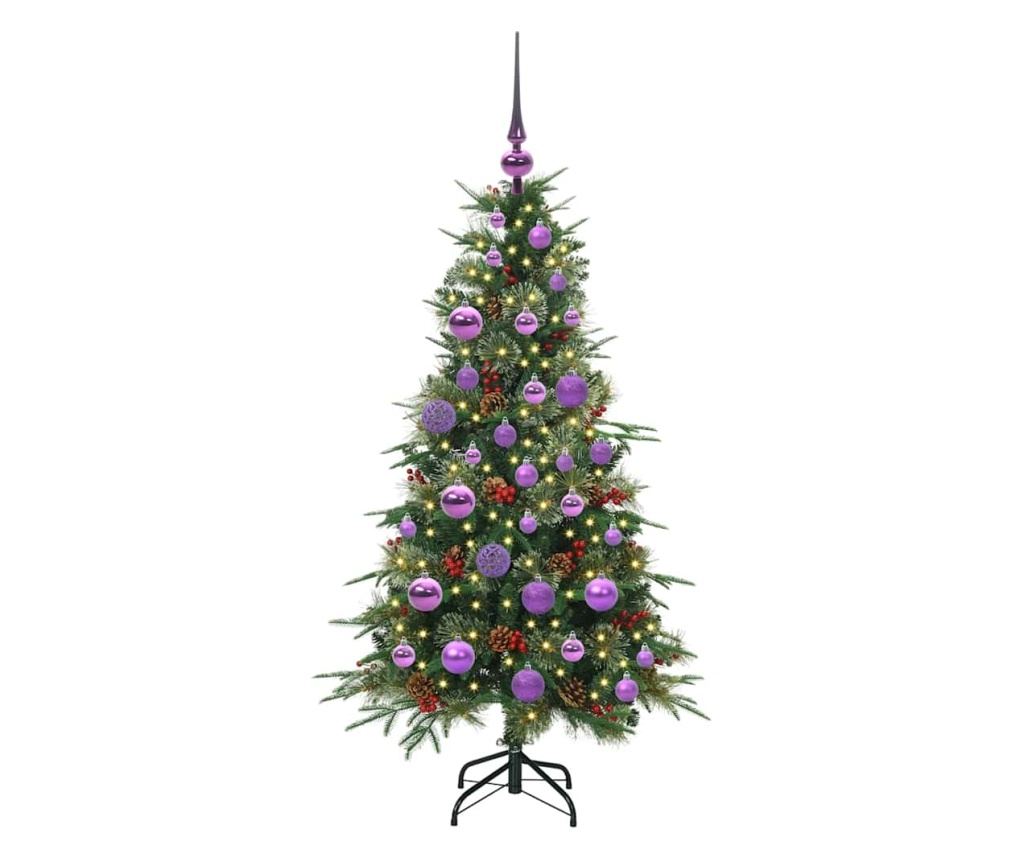Изкуствено коледно дърво с хингед Зелен 120 cm PE и PVC - 3