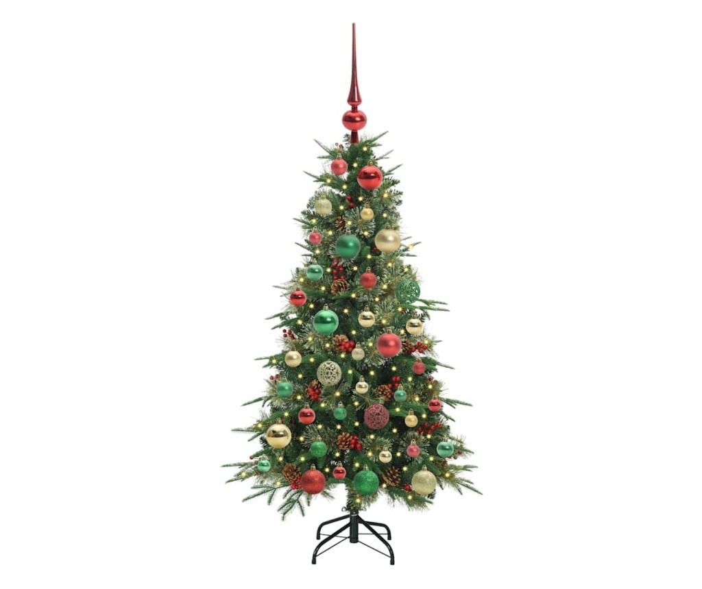 Изкуствено коледно дърво с хингед Зелен 120 cm PE и PVC - 3