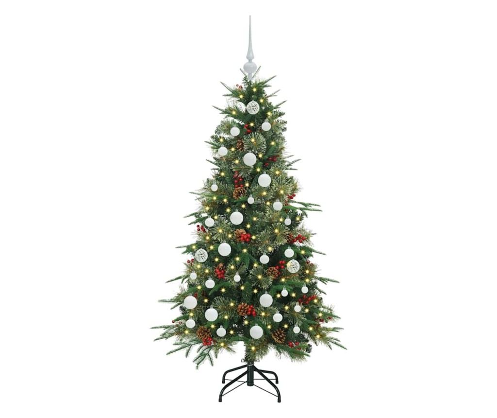 Изкуствено коледно дърво с хингед Зелен 150 cm PE и PVC - 3