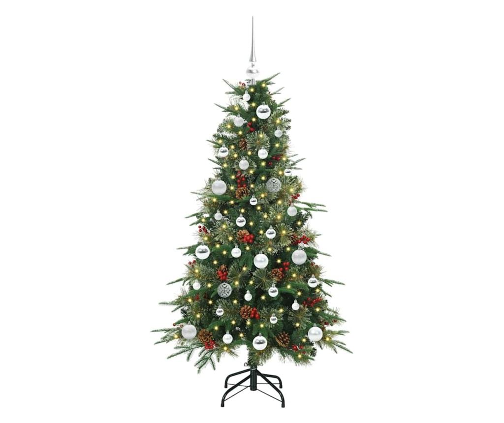 Изкуствено коледно дърво с хингед Зелен 150 cm PE и PVC - 3