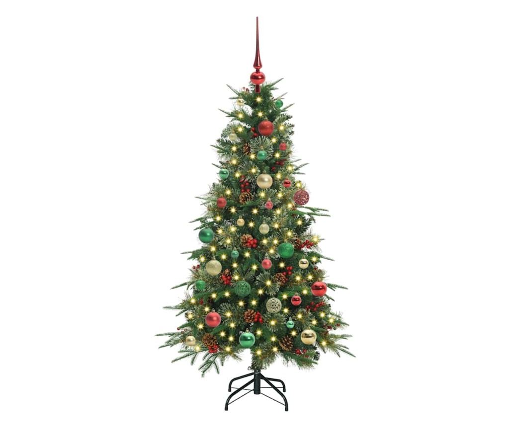 Изкуствено коледно дърво с хингед Зелен 150 cm PE и PVC - 3