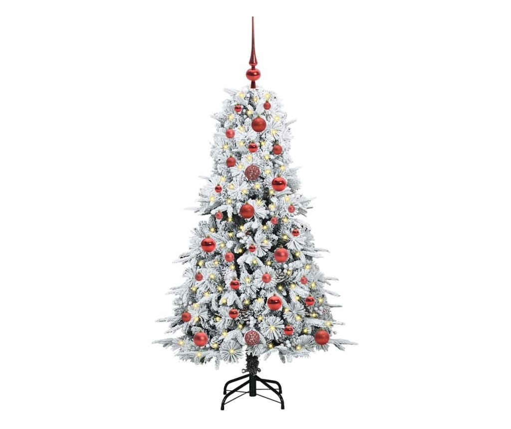Изкуствено коледно дърво с хингед Бяло 120 cm PE и PVC - 3