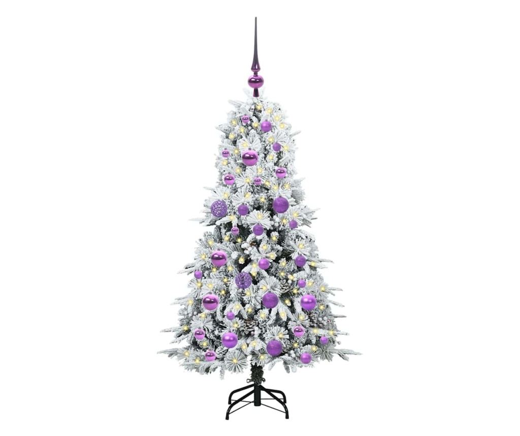 Изкуствено коледно дърво с хингед Бяло 120 cm PE и PVC - 3