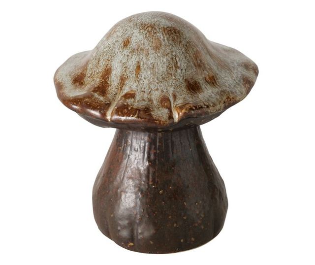 Kerámia gomba dekoráció, barna, 14x15 cm