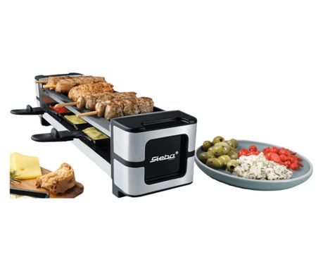 Grill és raclette sütő, Steba Németország, 600 W, 4 személyre, rozsdamentes acél
