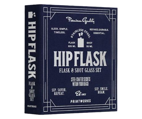 Комплект джобна бутилка и аксесоари, Printworks, Hip Flask, неръждаема стомана