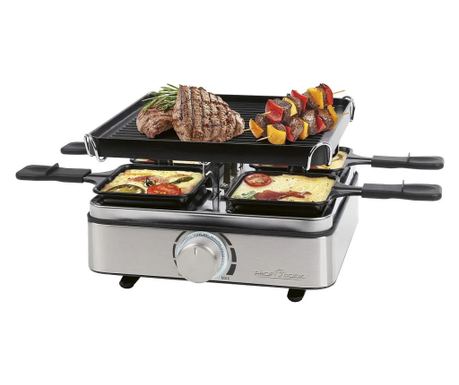 Grill és raclette sütő, ProfiCook, 800 W, rozsdamentes acél