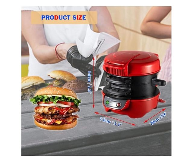 Uređaj za burgere, 600 W, ploče s neprianjajućim dnom, ravnomjerno zagrijavanje, 180°