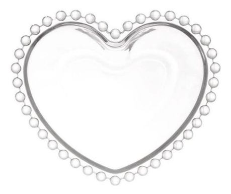 Pufo Heart elegáns üvegtál mogyoró, pisztácia, cukorka, snack tálalásához, 22 cm