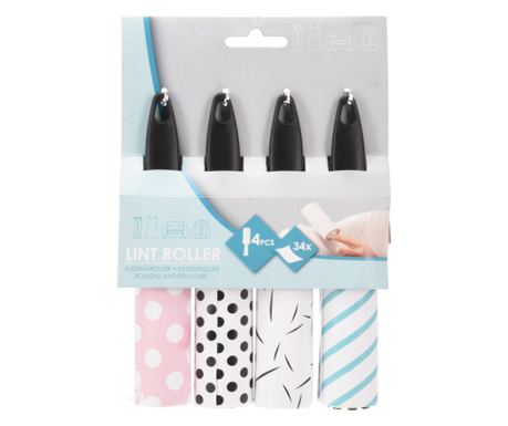 Set 4 role adezive pentru scame Excellent Houseware, plastic/hartie, 34 foi, multicolor