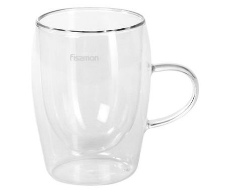 Fissman-Raf Duplafalú üveg bögre, Boroszilikát üveg, 300 ml, 7,5x12 cm, Átlátszó