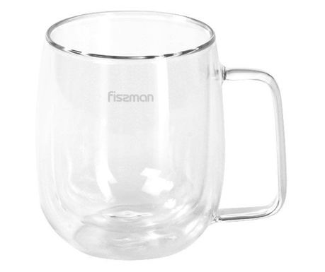 Fissman Lungo Двойностенни стъклени чаши, 200 мл, 7.5x10 см, Прозрачни
