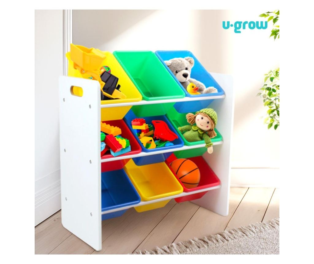 Рафт за съхранение на играчки с 9 многоцветни кошници, U-Grow - 2