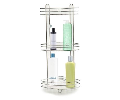 Ъглов душ рафт, три рафта, монтаж с вендуза, хромиран метал и пластмаса