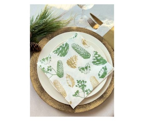 Șervețele de masă festive X-Mas Stamps Textile Touch / 40 x40 cm / 12 buc