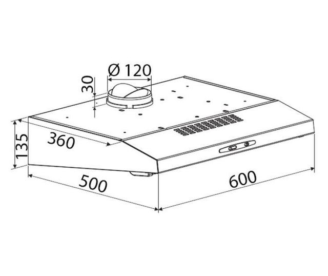 Традиционен аспиратор Bomann, DU 623.3, 5-слойни алуминиеви филтри, 3 степени на мощност, LED осветление, филтър с активен въгле
