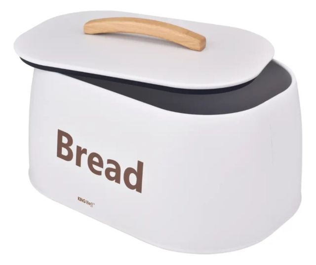 Metalowy pojemnik na chleb, 34×24×18,5 cm, biały, Kinghoff KH-1947