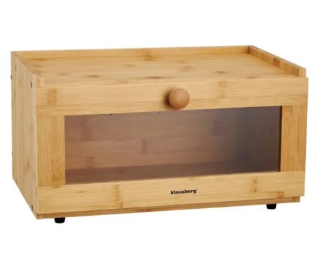 Бамбукова кутия за хляб с акрилна предна част, 40×24,5×19 см, Klausberg KB-7924