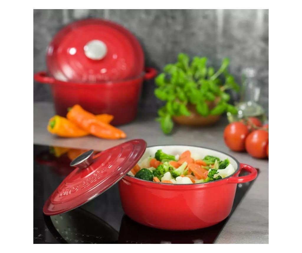 Emajliran litoželezni lonec s pokrovom 24 cm 4L Kinghoff KH1529, rdeč - 3