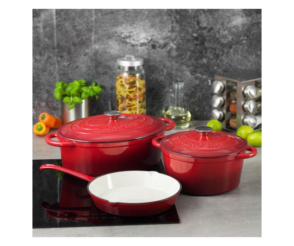 Emajliran litoželezni lonec s pokrovom 24 cm 4L Kinghoff KH1529, rdeč - 4