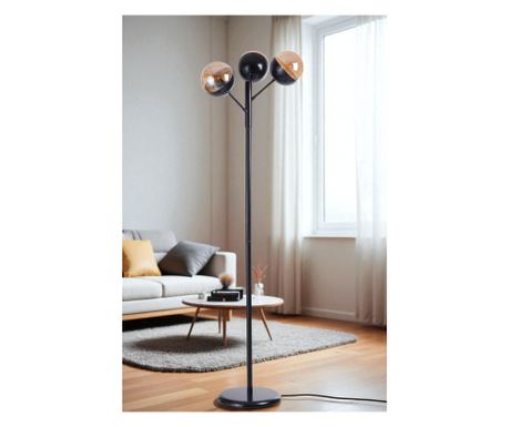 Podna lampa 296, med, crna