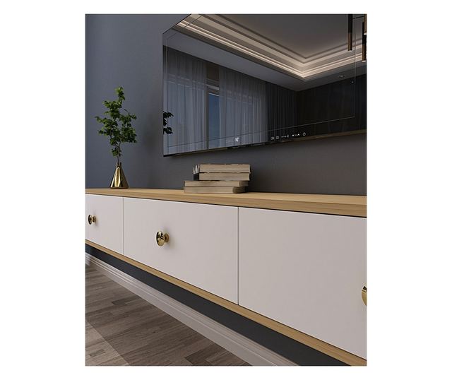 TV Stand 494, Sapphire Oak, White