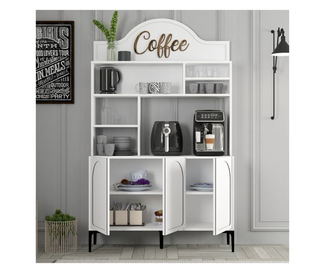 Kávézó szekrény 765, fehér, fekete
