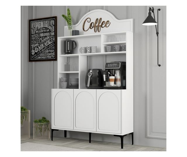 Kávézó szekrény 765, fehér, fekete