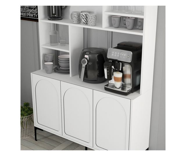 Kávézó szekrény 765, fehér, fekete