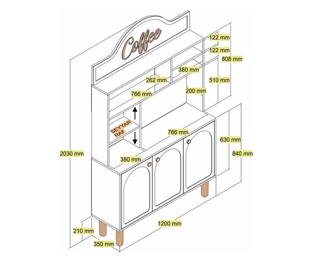 Kávézó szekrény 882, fehér