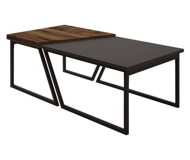 Dohányzóasztal szett 796, antracit, rusztikus dió