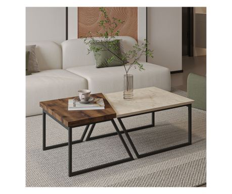 Set Măsuțe Cafea 772, Travertin, Nuc Rustic