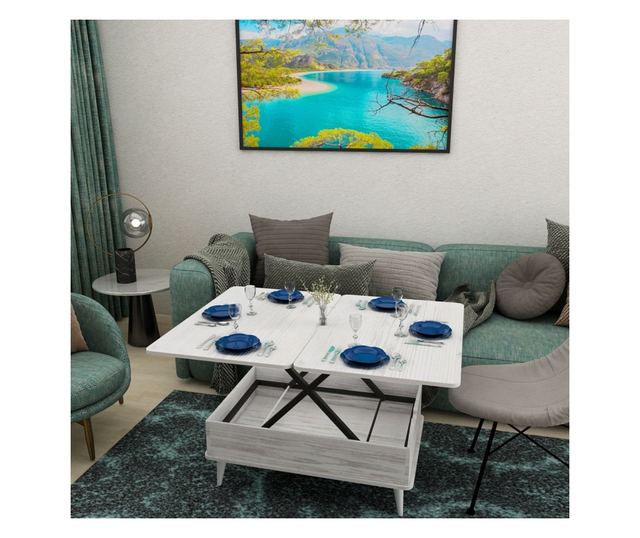 Dohányzóasztal 555, Antikfehér