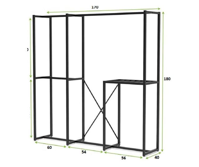 Metalni Vješalica za Odjeću 288, Crna