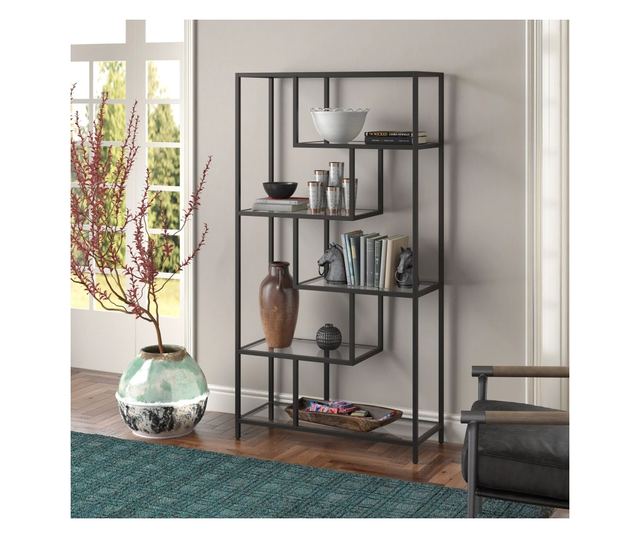 Polica za knjige 226, črna, prozorna