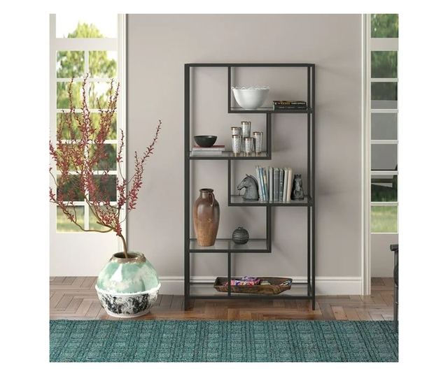 Polica za knjige 226, črna, prozorna