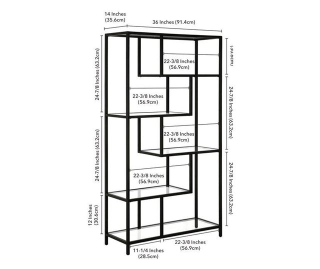 Polica za knjige 226, črna, prozorna