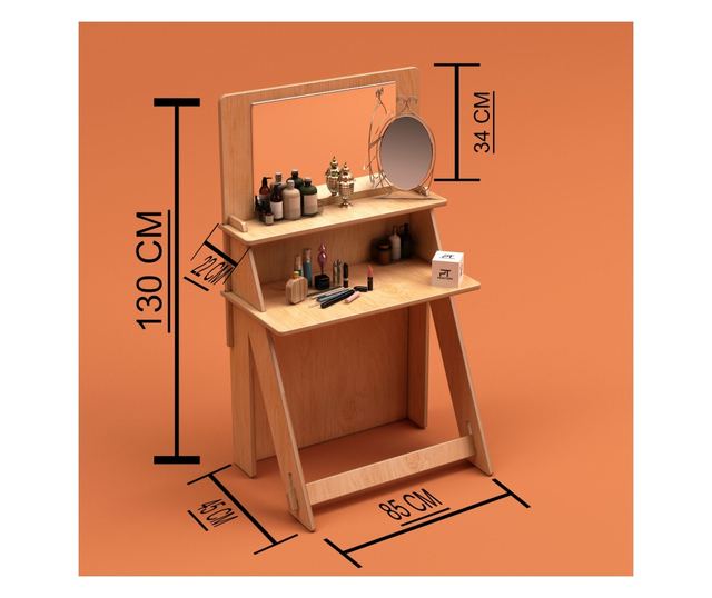 Fésülködőasztal 661, Natúr Fa