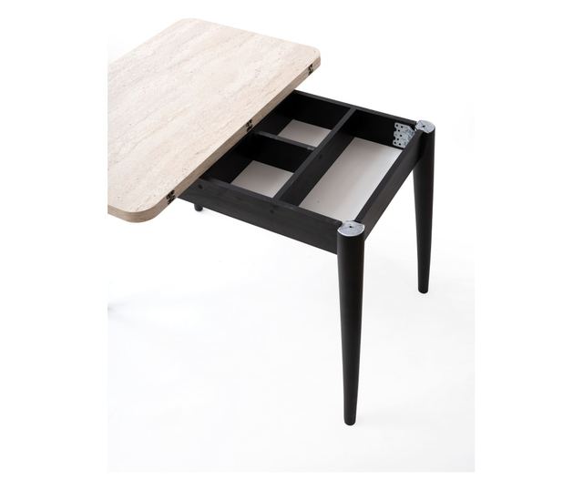 Proširivi blagovaonski stol 534, Travertin, Crna