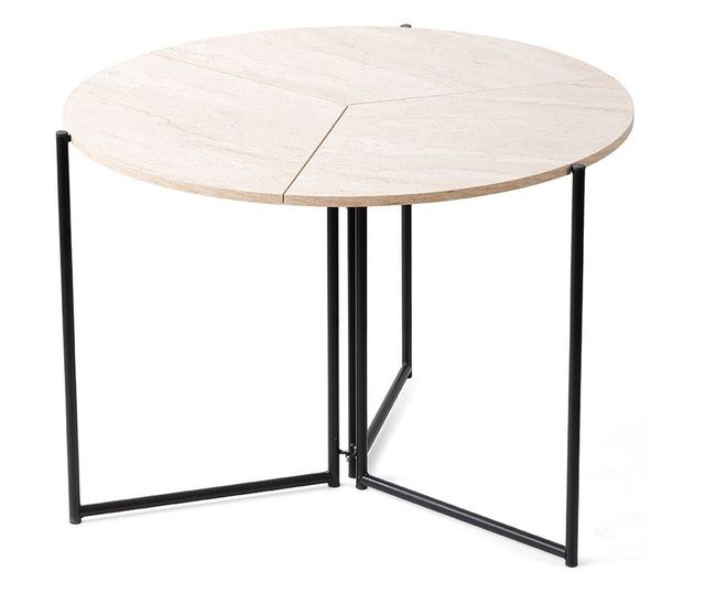 Proširivi blagovaonski stol 541, boja travertina, crni