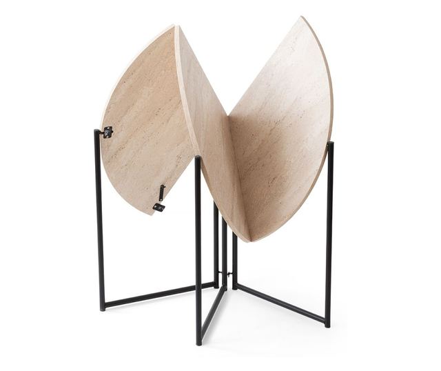 Proširivi blagovaonski stol 541, boja travertina, crni