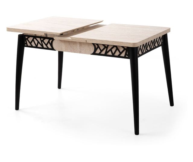 Proširivi blagovaonski stol 527, travertin, crni