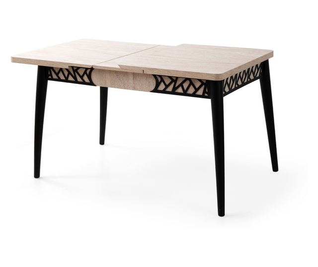 Proširivi blagovaonski stol 527, travertin, crni